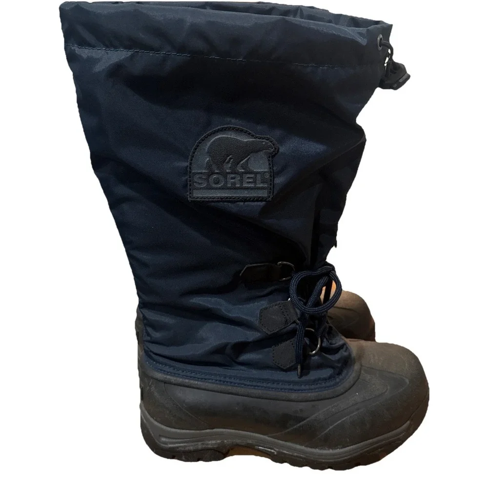 Sorel Women's Snowlion Winter Boots In Navy Blue And Black Size 8 Snowgear
